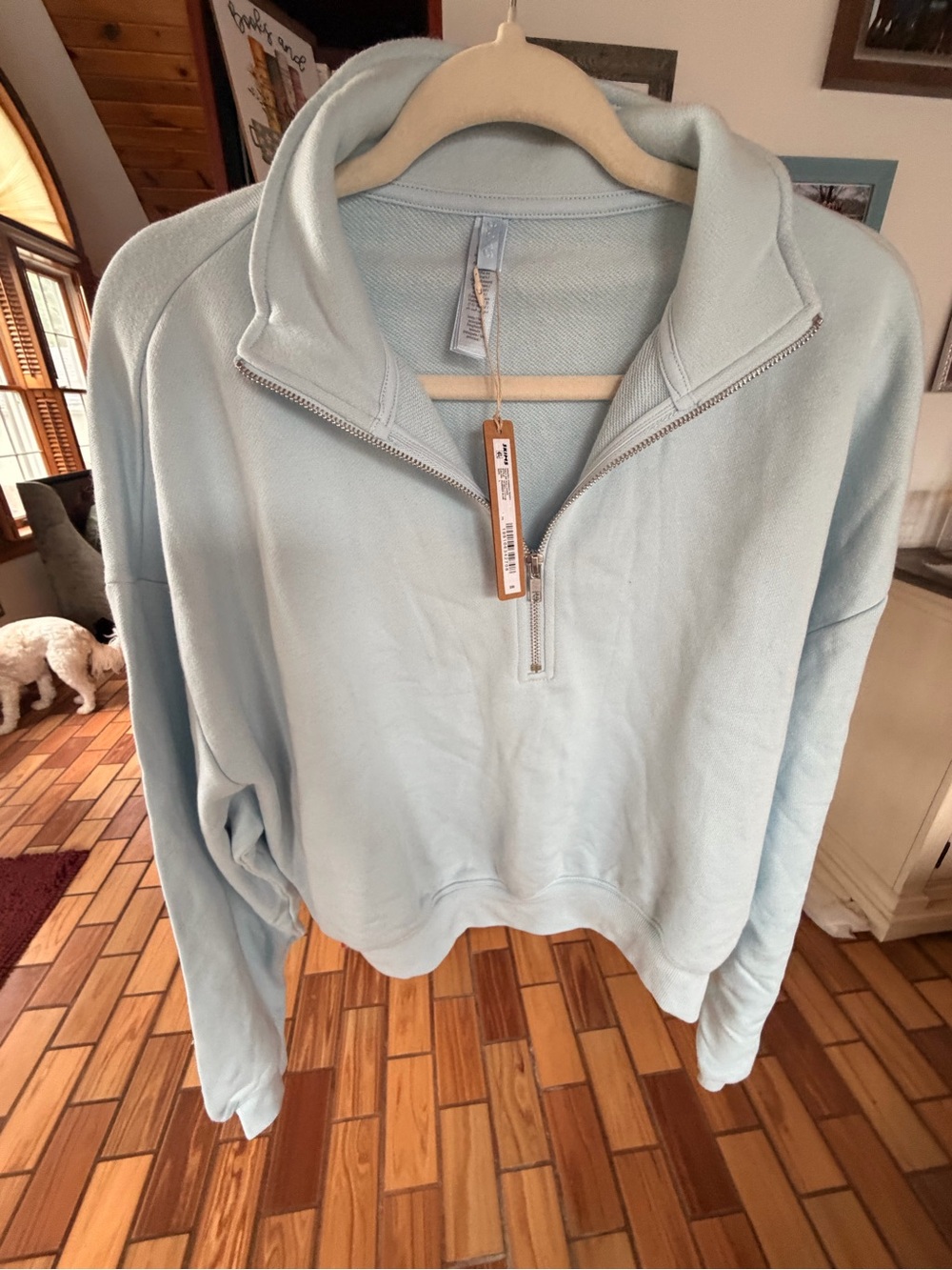 SKIMS Light Blue Half-Zip Sweatshirt